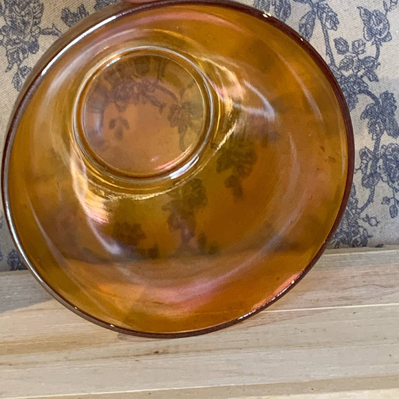 Vintage Carnival Glass Pear Covered Candy Dish Marigold - Picture 9 of 11